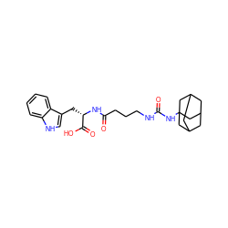 O=C(CCCNC(=O)NC12CC3CC(CC(C3)C1)C2)N[C@@H](Cc1c[nH]c2ccccc12)C(=O)O ZINC000036330592