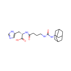 O=C(CCCNC(=O)NC12CC3CC(CC(C3)C1)C2)N[C@@H](Cc1cnc[nH]1)C(=O)O ZINC000036330564