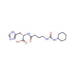 O=C(CCCNC(=O)NC1CCCCC1)N[C@@H](Cc1cnc[nH]1)C(=O)O ZINC000036330585