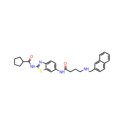 O=C(CCCNCc1ccc2ccccc2c1)Nc1ccc2nc(NC(=O)C3CCCC3)sc2c1 ZINC000028967718