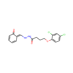 O=C(CCCOc1ccc(Cl)cc1Cl)NN/C=C1\C=CC=CC1=O ZINC000013122825