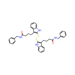 O=C(CCCc1c(SSc2[nH]c3ccccc3c2CCCC(=O)NCc2ccccc2)[nH]c2ccccc12)NCc1ccccc1 ZINC000027714387