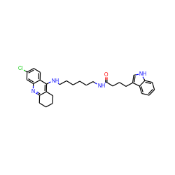 O=C(CCCc1c[nH]c2ccccc12)NCCCCCCNc1c2c(nc3cc(Cl)ccc13)CCCC2 ZINC000013675675