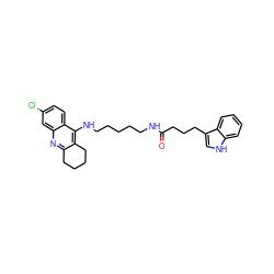 O=C(CCCc1c[nH]c2ccccc12)NCCCCCNc1c2c(nc3cc(Cl)ccc13)CCCC2 ZINC000013675672