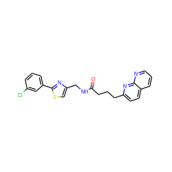 O=C(CCCc1ccc2cccnc2n1)NCc1csc(-c2cccc(Cl)c2)n1 ZINC000095580494