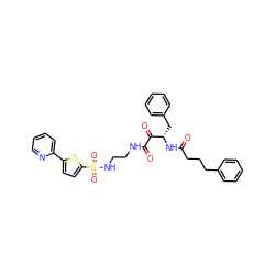 O=C(CCCc1ccccc1)N[C@@H](Cc1ccccc1)C(=O)C(=O)NCCNS(=O)(=O)c1ccc(-c2ccccn2)s1 ZINC000026401711