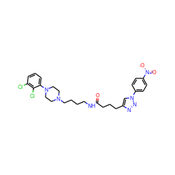 O=C(CCCc1cn(-c2ccc([N+](=O)[O-])cc2)nn1)NCCCCN1CCN(c2cccc(Cl)c2Cl)CC1 ZINC000049695356