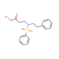 O=C(CCN(CCc1ccccc1)S(=O)(=O)c1ccccc1)NO ZINC000095562099