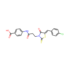 O=C(CCN1C(=O)/C(=C/c2ccc(Cl)cc2)SC1=S)Nc1ccc(C(=O)O)cc1 ZINC000001180301