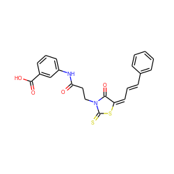 O=C(CCN1C(=O)/C(=C\C=C\c2ccccc2)SC1=S)Nc1cccc(C(=O)O)c1 ZINC000001150907