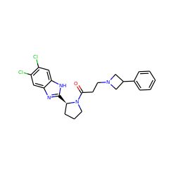 O=C(CCN1CC(c2ccccc2)C1)N1CCC[C@H]1c1nc2cc(Cl)c(Cl)cc2[nH]1 ZINC000066098069