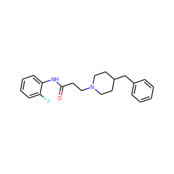 O=C(CCN1CCC(Cc2ccccc2)CC1)Nc1ccccc1F ZINC000022197820