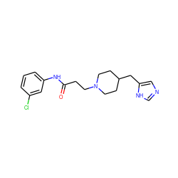 O=C(CCN1CCC(Cc2cnc[nH]2)CC1)Nc1cccc(Cl)c1 ZINC000003919864