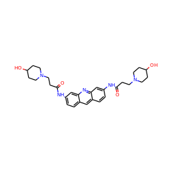 O=C(CCN1CCC(O)CC1)Nc1ccc2cc3ccc(NC(=O)CCN4CCC(O)CC4)cc3nc2c1 ZINC000026487343