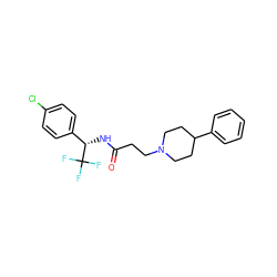 O=C(CCN1CCC(c2ccccc2)CC1)N[C@@H](c1ccc(Cl)cc1)C(F)(F)F ZINC000073224990