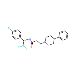 O=C(CCN1CCC(c2ccccc2)CC1)N[C@@H](c1ccc(Cl)cc1)C(F)F ZINC000073224788