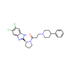 O=C(CCN1CCC(c2ccccc2)CC1)N1CCC[C@H]1c1nc2cc(Cl)c(Cl)cc2[nH]1 ZINC000066097265