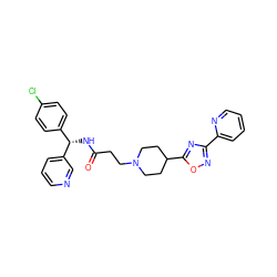 O=C(CCN1CCC(c2nc(-c3ccccn3)no2)CC1)N[C@@H](c1ccc(Cl)cc1)c1cccnc1 ZINC000073224889