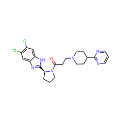 O=C(CCN1CCC(c2ncccn2)CC1)N1CCC[C@H]1c1nc2cc(Cl)c(Cl)cc2[nH]1 ZINC000066102931