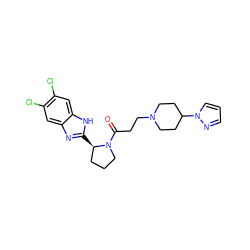 O=C(CCN1CCC(n2cccn2)CC1)N1CCC[C@H]1c1nc2cc(Cl)c(Cl)cc2[nH]1 ZINC000066074114