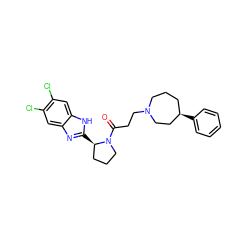 O=C(CCN1CCC[C@@H](c2ccccc2)CC1)N1CCC[C@H]1c1nc2cc(Cl)c(Cl)cc2[nH]1 ZINC000066097269