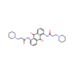 O=C(CCN1CCCCC1)Nc1cccc2c1C(=O)c1cccc(NC(=O)CCN3CCCCC3)c1C2=O ZINC000013556201