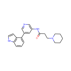 O=C(CCN1CCCCC1)Nc1cncc(-c2cccc3[nH]ccc23)c1 ZINC000299852775