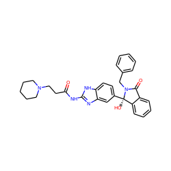 O=C(CCN1CCCCC1)Nc1nc2cc([C@]3(O)c4ccccc4C(=O)N3Cc3ccccc3)ccc2[nH]1 ZINC000116254069