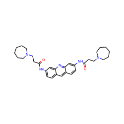 O=C(CCN1CCCCCC1)Nc1ccc2cc3ccc(NC(=O)CCN4CCCCCC4)cc3nc2c1 ZINC000013557558