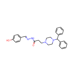 O=C(CCN1CCN(C(c2ccccc2)c2ccccc2)CC1)N/N=C/c1ccc(O)cc1 ZINC000022797796