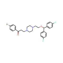 O=C(CCN1CCN(CCOC(c2ccc(F)cc2)c2ccc(F)cc2)CC1)c1ccc(Br)cc1 ZINC000028770960