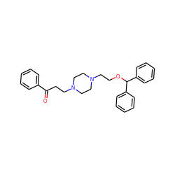 O=C(CCN1CCN(CCOC(c2ccccc2)c2ccccc2)CC1)c1ccccc1 ZINC000022927393