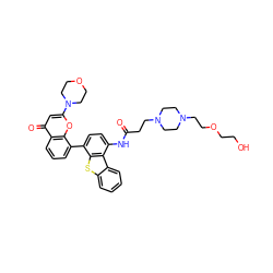 O=C(CCN1CCN(CCOCCO)CC1)Nc1ccc(-c2cccc3c(=O)cc(N4CCOCC4)oc23)c2sc3ccccc3c12 ZINC000150546467