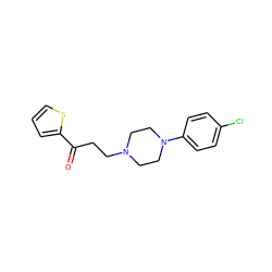 O=C(CCN1CCN(c2ccc(Cl)cc2)CC1)c1cccs1 ZINC000013861773