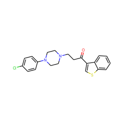 O=C(CCN1CCN(c2ccc(Cl)cc2)CC1)c1csc2ccccc12 ZINC000013861802