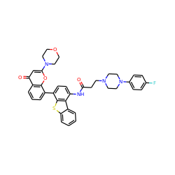 O=C(CCN1CCN(c2ccc(F)cc2)CC1)Nc1ccc(-c2cccc3c(=O)cc(N4CCOCC4)oc23)c2sc3ccccc3c12 ZINC000150546476