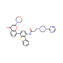 O=C(CCN1CCN(c2ncccn2)CC1)Nc1ccc(-c2cccc3c(=O)cc(N4CCOCC4)oc23)c2sc3ccccc3c12 ZINC000150546481