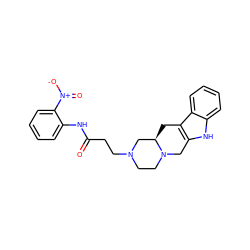 O=C(CCN1CCN2Cc3[nH]c4ccccc4c3C[C@@H]2C1)Nc1ccccc1[N+](=O)[O-] ZINC000026749765