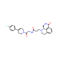 O=C(CCN1CCc2cccc3c2[C@@H]1CNC3=O)NCC(=O)N1CC=C(c2ccc(F)cc2)CC1 ZINC000095581537