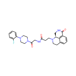 O=C(CCN1CCc2cccc3c2[C@@H]1CNC3=O)NCC(=O)N1CCN(c2ccccc2F)CC1 ZINC000095583260