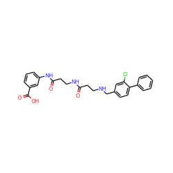 O=C(CCNCc1ccc(-c2ccccc2)c(Cl)c1)NCCC(=O)Nc1cccc(C(=O)O)c1 ZINC000584905143