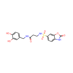 O=C(CCNS(=O)(=O)c1ccc2[nH]c(=O)oc2c1)NCc1ccc(O)c(O)c1 ZINC000103261942