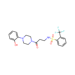 O=C(CCNS(=O)(=O)c1ccccc1C(F)(F)F)N1CCN(c2ccccc2O)CC1 ZINC000033002102