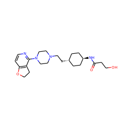 O=C(CCO)N[C@H]1CC[C@H](CCN2CCN(c3nccc4c3CCO4)CC2)CC1 ZINC000261189280