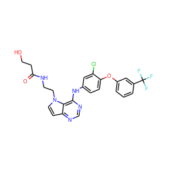 O=C(CCO)NCCn1ccc2ncnc(Nc3ccc(Oc4cccc(C(F)(F)F)c4)c(Cl)c3)c21 ZINC000073167030