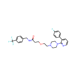 O=C(CCOCCN1CCN(c2ncccc2-c2ccc(F)cc2)CC1)NCc1ccc(C(F)(F)F)cc1 ZINC001772641378