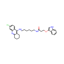 O=C(CCOc1c[nH]c2ccccc12)NCCCCCCNc1c2c(nc3cc(Cl)ccc13)CCCC2 ZINC000028637614