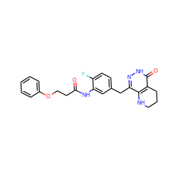 O=C(CCOc1ccccc1)Nc1cc(Cc2n[nH]c(=O)c3c2NCCC3)ccc1F ZINC000139262220