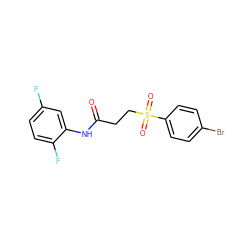 O=C(CCS(=O)(=O)c1ccc(Br)cc1)Nc1cc(F)ccc1F ZINC000002940566