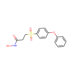 O=C(CCS(=O)(=O)c1ccc(Oc2ccccc2)cc1)NO ZINC000028526406